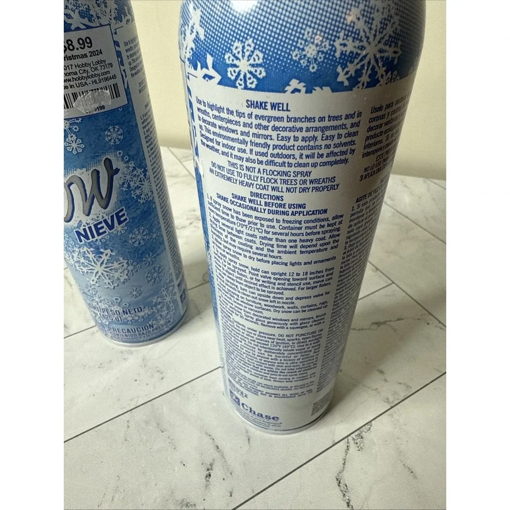 2 Santa Snow Christmas Flocking Spray 15oz Cans for Windows Trees Craft Art NEW✅